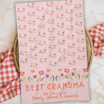 Best Grandma Summer Flower Pattern Drawing Tea Towel<br><div class="desc">Cute Best Grandma Summer Flower Pattern Drawing kitchen towel. Hand-drawn flower pattern in beautiful spring and summer colours on pink background. You can change grandma into nana,  gram,  grandmom, ...  Create your own personal gift for a grandmother on Mother`s Day,  birthday or Christmas and add your name.</div>