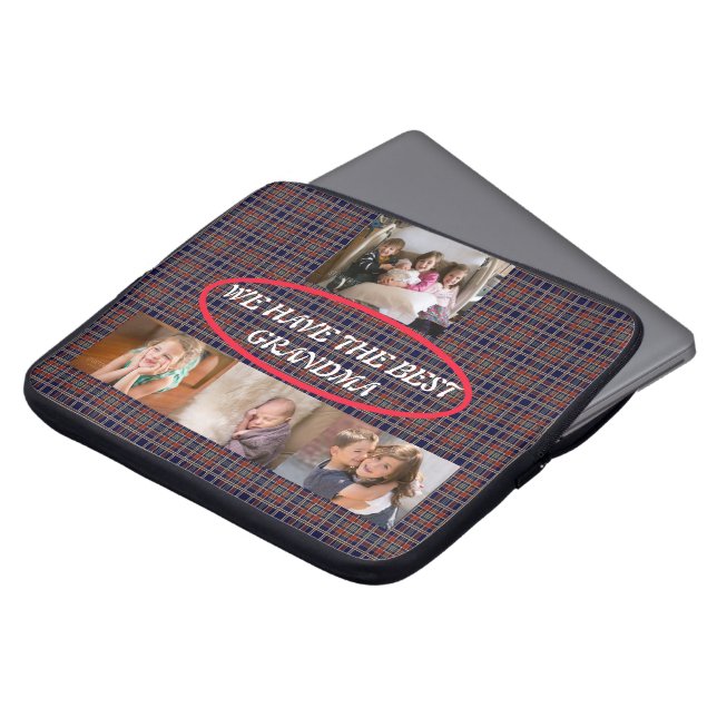 Best Grandma Tartan Background Laptop Sleeve (Front Top)