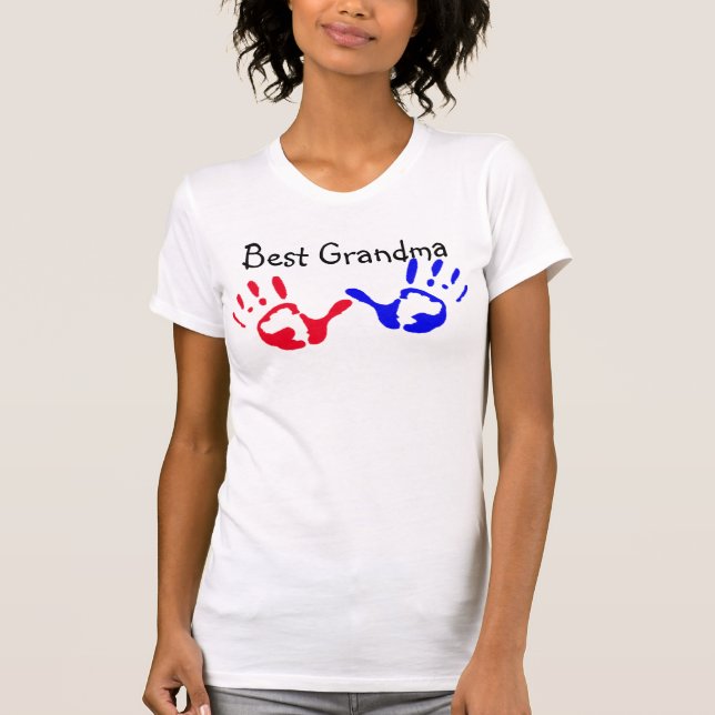 Best Grandma with Handprints T-Shirt (Front)