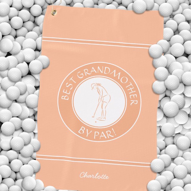 Best Grandmother By Par Elegant Golfer Peach Cute Golf Towel (Best Grandmother By Par Elegant Golfer Peach Cute Golf Towel)