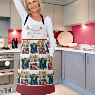 Best Grandmother Ever Photo Collage White Script Apron