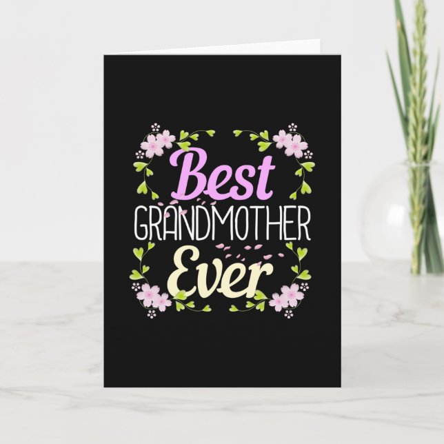 Best Grandmother Ever - Pink Floral Card (Front)