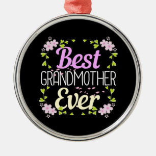Best Grandmother Ever - Pink Floral Metal Tree Decoration