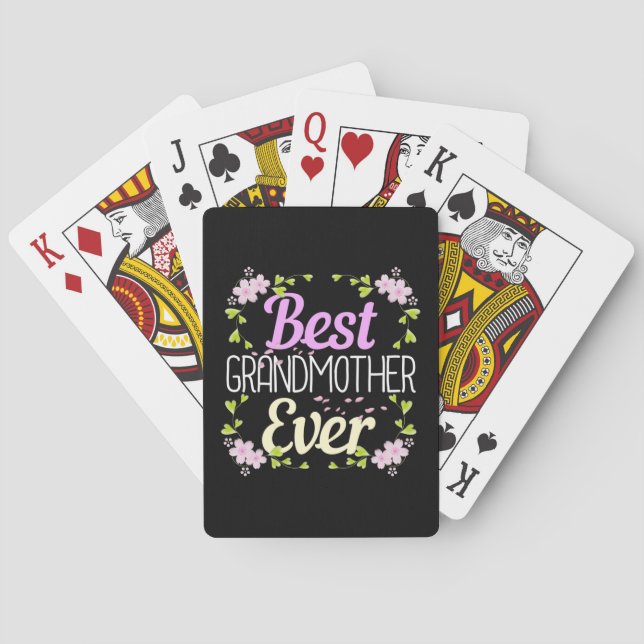 Best Grandmother Ever - Pink Floral Playing Cards (Back)