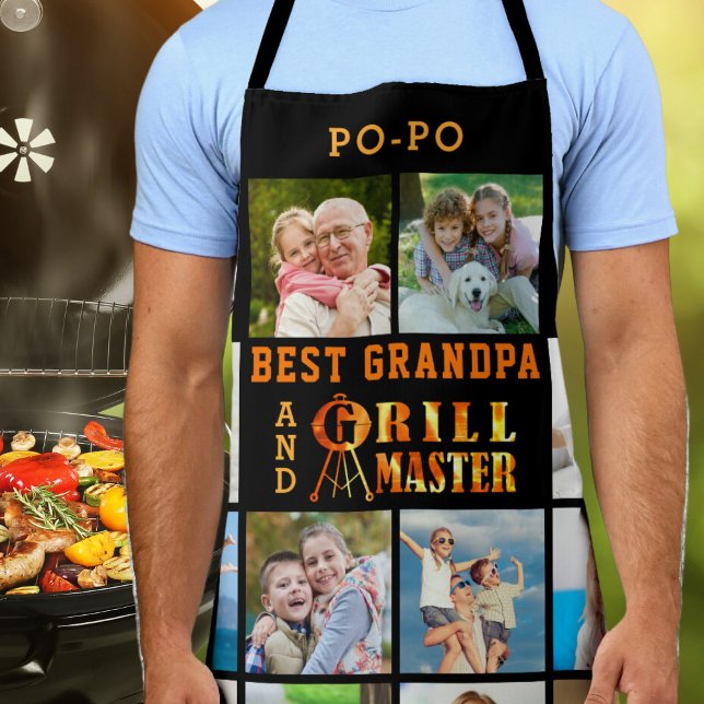 BEST GRANDPA and GRILL MASTER 16 Photo Collage Apron (Creator Uploaded)
