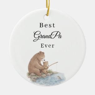 Best Grandpa Bear Ever Fishing Photo Ceramic Tree Decoration