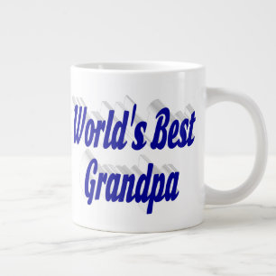 Best Grandpa blue text Large Coffee Mug
