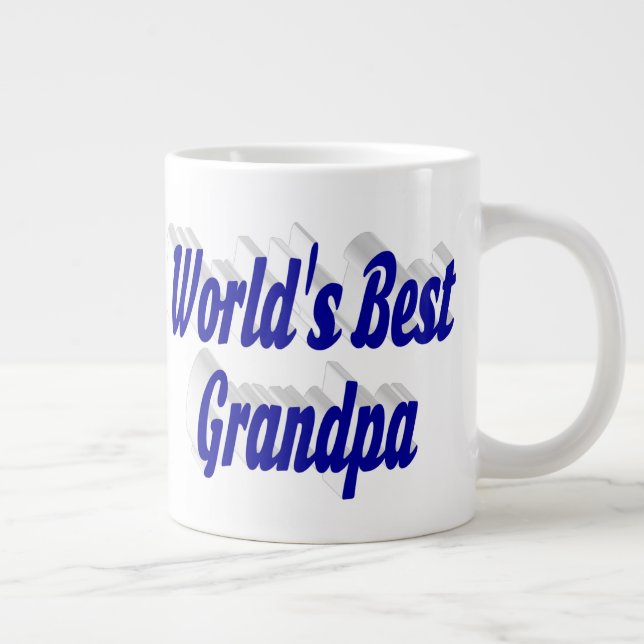 Best Grandpa blue text Large Coffee Mug (Right)
