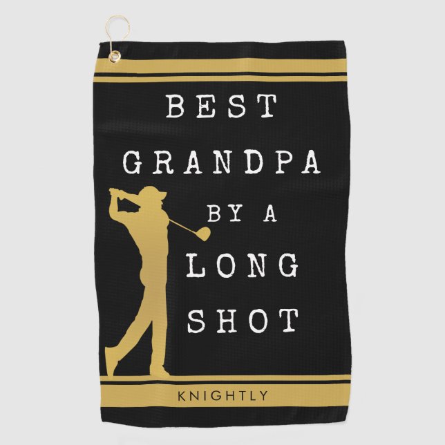 BEST GRANDPA BY A LONG SHOT Personalised Golf Towel (Front)