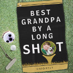 BEST GRANDPA BY A LONG SHOT Photo Personalised Golf Towel<br><div class="desc">Personalised golf towel for the golfer grandfather with the funny saying BEST GRANDPA BY A LONG SHOT and your photo in the golf ball on the golf tee. Great gift for a grandfather's birthday, Grandparent's Day or Father's Day. CHANGES: You can change the black background or stripe colours or the...</div>