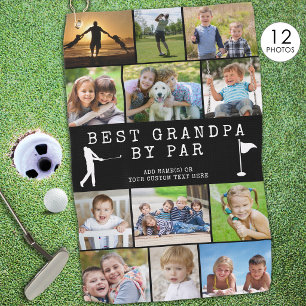 BEST GRANDPA BY PAR 12 Photo Collage Personalised Golf Towel
