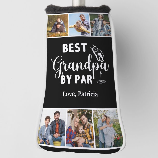 Best Grandpa by Par Custom 6 Photo Father's day Golf Head Cover (Rotate 90)