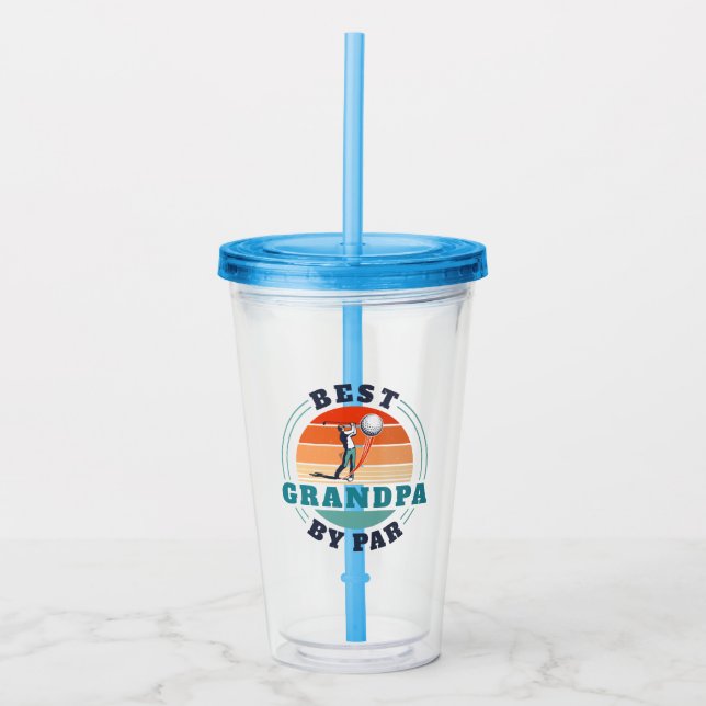 Best Grandpa By Par Custom Golf Retro Acrylic Tumbler (Front)