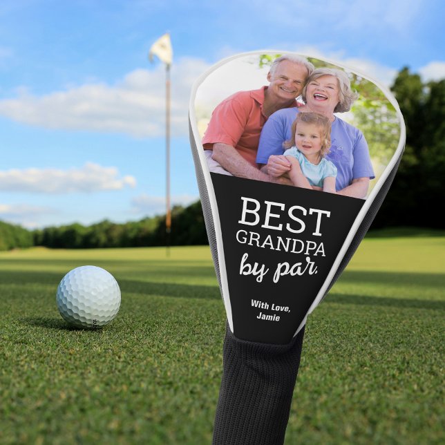 Best Grandpa by par Custom Photo Father's day Golf Head Cover (Best grandpa by par photo custom golf cover head.)