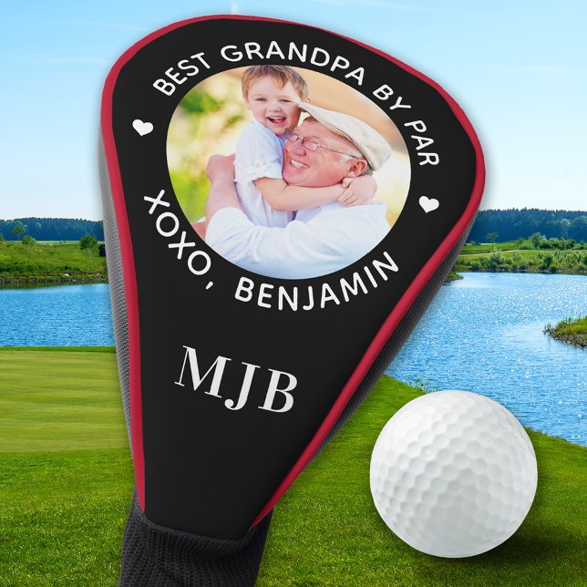 BEST GRANDPA BY PAR Custom Photo Modern Monogram Golf Head Cover (Creator Uploaded)