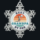 Best Grandpa By Par Custom Retro Golfer Snowflake Pewter Christmas Ornament<br><div class="desc">Retro Best Grandpa By Par design you can customise for the recipient of this cute golf theme design. Perfect gift for Christmas, Father's Day, or grandfather's birthday. The text "GRANDPA" can be customised with any dad moniker by clicking the "Personalise" button above. Can also double as a company swag if...</div>