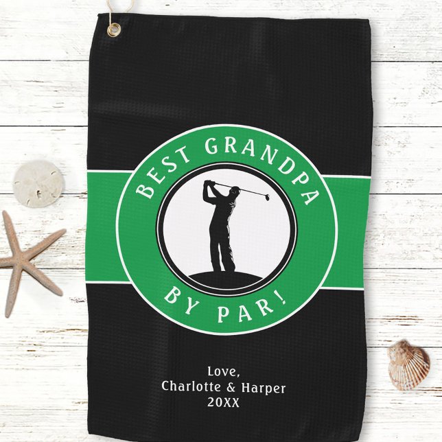 Best Grandpa By Par Elegant Sports Golfer Custom Golf Towel (Best Grandpa By Par Elegant Sports Golfer Custom Golf Towel)