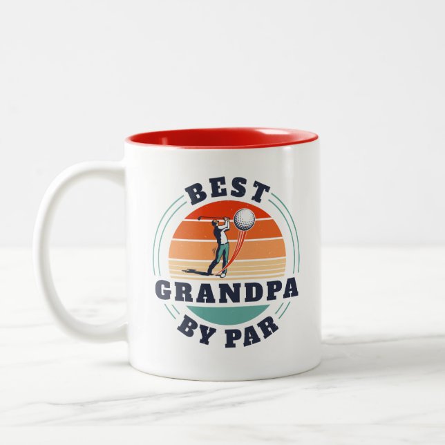 Best Grandpa By Par Fathers Day Retro Custom Daddy Two-Tone Coffee Mug (Left)