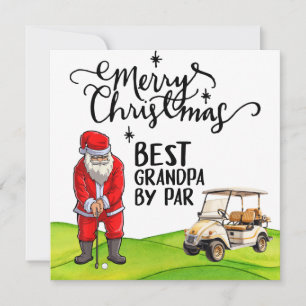 Best Grandpa by Par for Christmas with Santa Claus Holiday Card