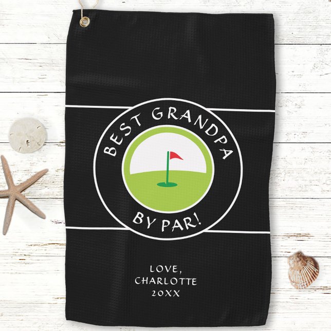 Best Grandpa By Par | Fun Father's Day Custom Golf Towel (Best Grandpa By Par | Fun Father's Day Custom Golf Towel)