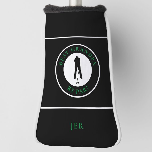 Best Grandpa By Par Funny Black and Green Putter Golf Head Cover (Rotate 90)