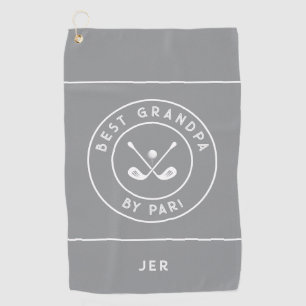 Best Grandpa By Par Funny Golfer Saying Grey Golf Towel