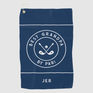 Best Grandpa By Par Funny Golfer Saying Navy Blu Golf Towel