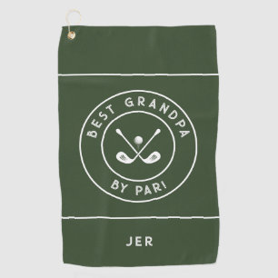Best Grandpa By Par   Funny Golfer Saying Olive  Golf Towel