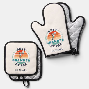 Best Grandpa By Par Golf Lover Dad Personalised Oven Mitt & Pot Holder Set