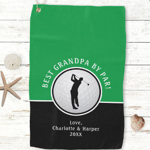 Best Grandpa By Par Golfer Male Black Green Custom Golf Towel