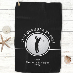 Best Grandpa By Par Golfer Male Black & White Golf Towel