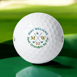 'Best Grandpa By Par' Golfer's Modern Personalised Golf Balls