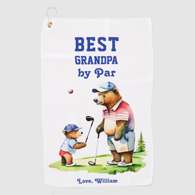 Best grandpa by par grandfather gifts golf towel (Front)