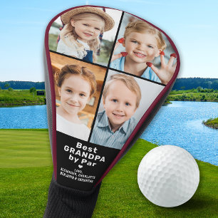 Best GRANDPA By Par Modern Custom 4 Photo Collage Golf Head Cover
