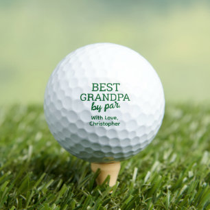 Best Grandpa by par Modern Green Typography Custom Golf Balls