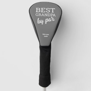 Best Grandpa by par Modern Grey Custom Name Golf Head Cover