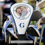 BEST GRANDPA BY PAR Monogram Photo Blue Golf Head Cover<br><div class="desc">Create a unique personalised photo golf head cover for the golfer grandfather with the suggested editable funny saying BEST GRANDPA BY PAR and personalised with a photo and his monogram in your choice of text and piping colours (shown in blue on white). CHANGES: Change the white background colour or the...</div>