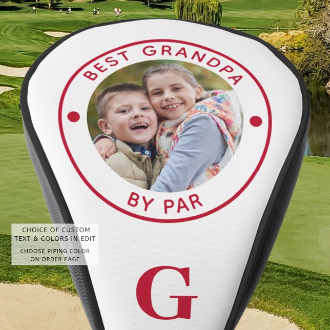 BEST GRANDPA BY PAR Monogram Red Photo Golf Head Cover (Creator Uploaded)