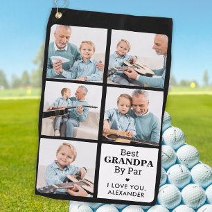 Best GRANDPA By Par - Personalised 5 Photo Collage Golf Towel