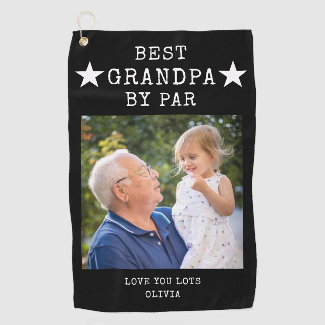 Best Grandpa by Par Personalised Photo Gift  Golf Towel (Front)