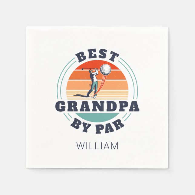 Best Grandpa By Par Personalised Retro Fathers Day Napkin (Front)