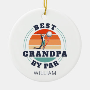Best Grandpa By Par Personalized Retro Christmas Ceramic Tree Decoration