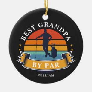Best Grandpa By Par Personalized Retro Golfer Ceramic Tree Decoration