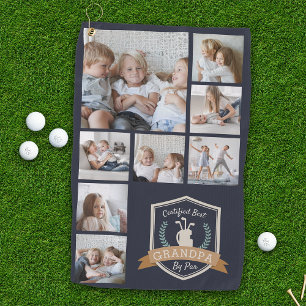 Best Grandpa By Par Photo Collage Golf Towel