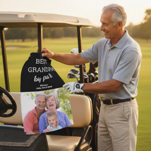 Best Grandpa by Par Photo Father's day Custom Golf Towel