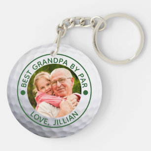 BEST GRANDPA BY PAR Photo Golf Ball Keepsake Key Ring