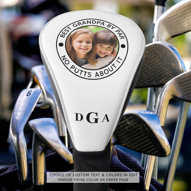 BEST GRANDPA BY PAR Photo Monogram Funny Golf Head Cover (Creator Uploaded)