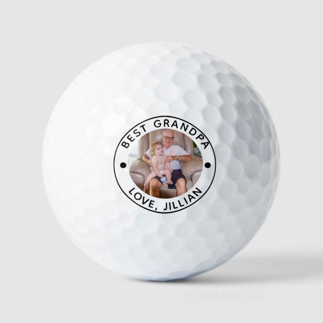 BEST GRANDPA BY PAR Photo Monogram Golf Balls (Front)