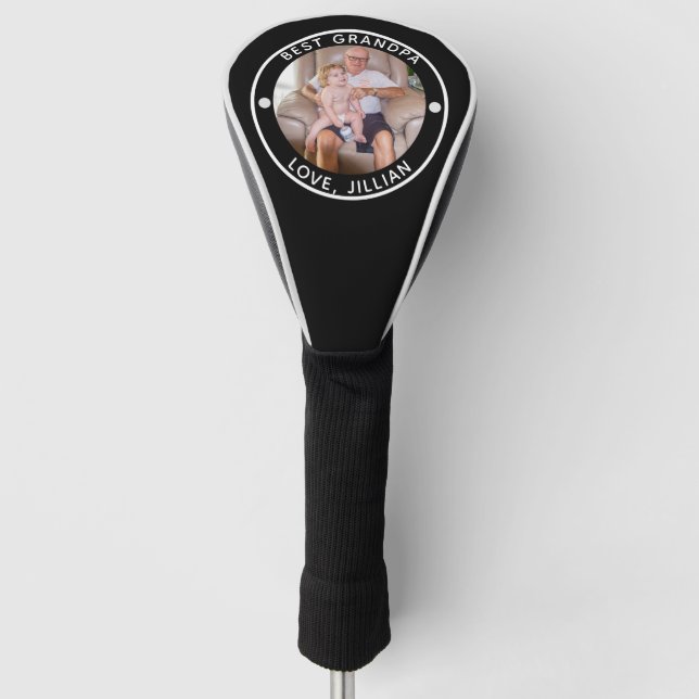 BEST GRANDPA BY PAR Photo Monogram Golf Head Cover (Front)