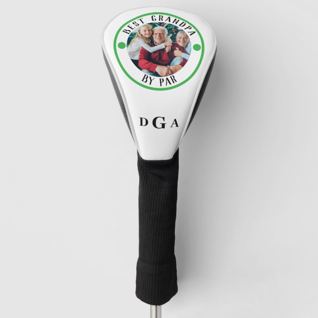 BEST GRANDPA BY PAR Photo Monogram Golf Head Cover (Front)